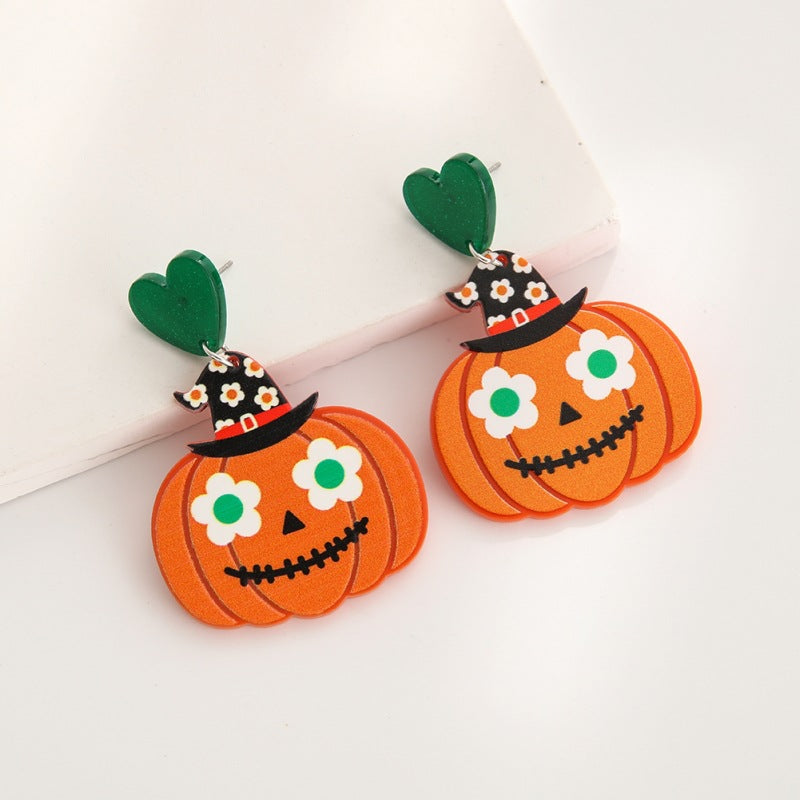 Acrylic cartoon pumpkin printed earrings (Minimo de Compra 3) MIC-YuanQ003