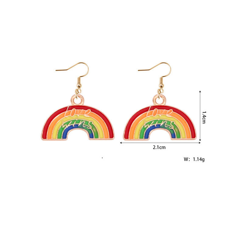 Alloy Rainbow Oil Dropping Earrings MIC-YiY004