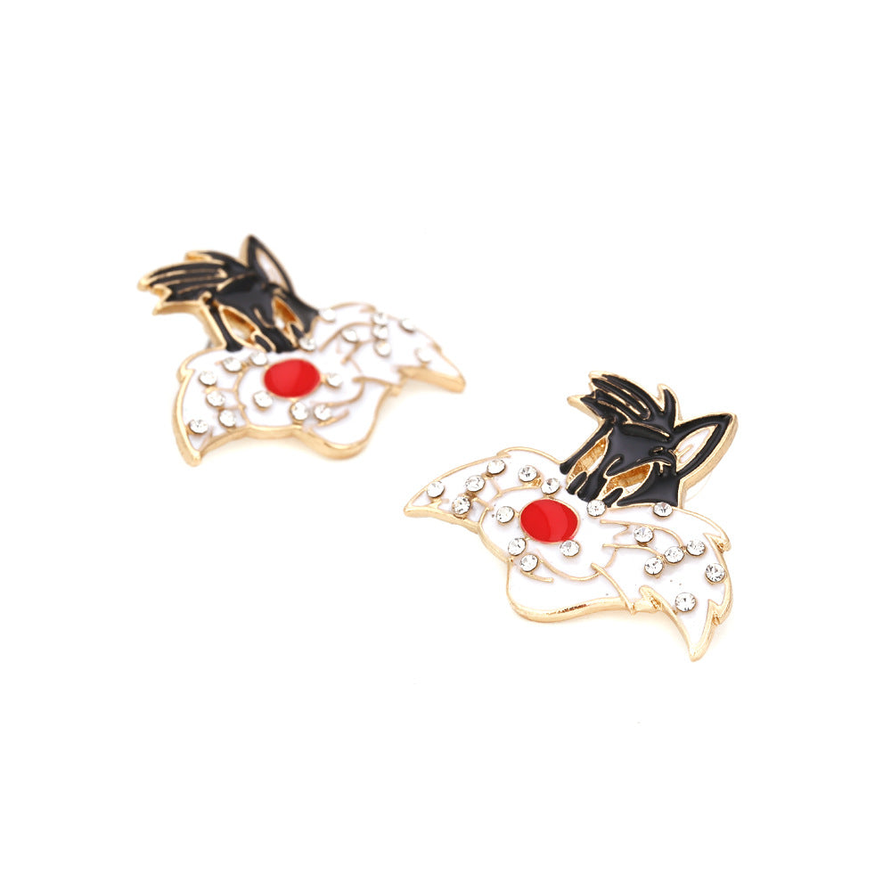 Alloy diamond inlaid cartoon character earrings MIC-ManY037