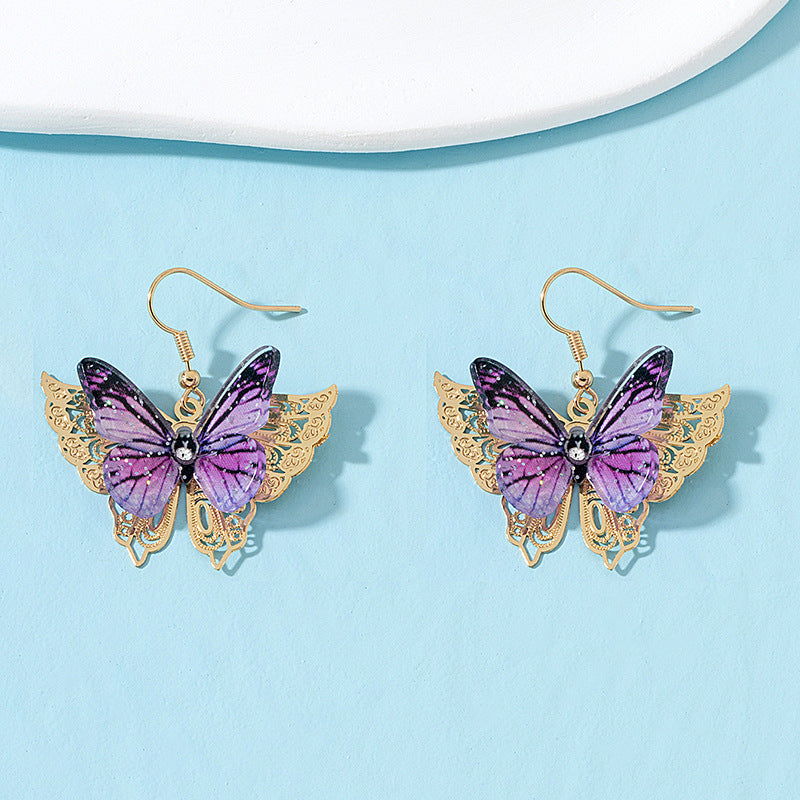 Alloy colored butterfly earrings MIC-AYN017