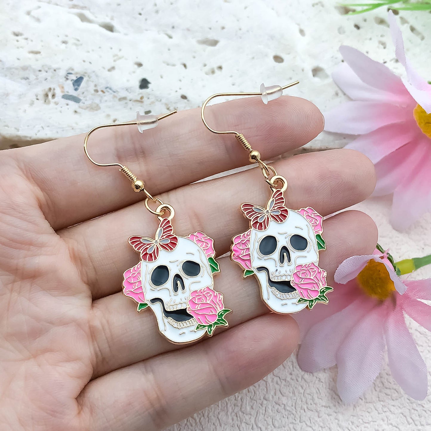 Alloy Halloween skull flower butterfly earrings (Minimo de compra 5) MIC-OuL005