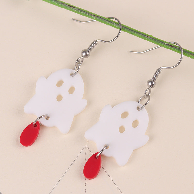 Acrylic Ghost Bat Pumpkin Earrings MYA-DuA091