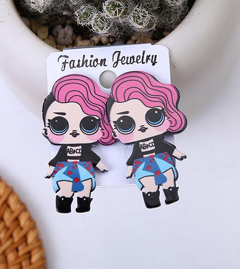 Acrylic Funny Cartoon Girl Earrings MIC-HanS001