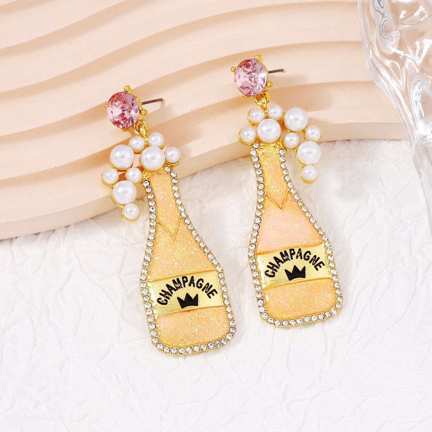 Alloy Pearl Wine Bottle Earrings (Minimo de compra 5) MIC-MiX003