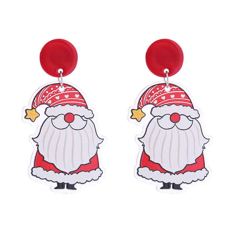 Acrylic Santa Claus Snowflake Earrings (Minimo de Compra 2) MIC-ChouT042