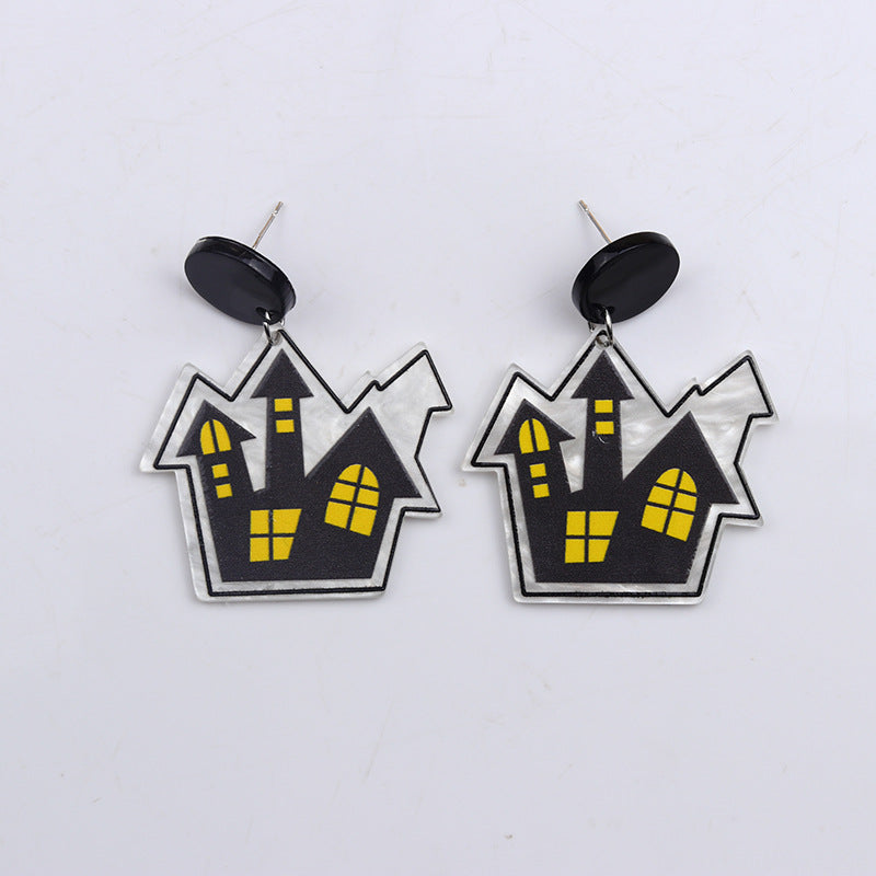 Acrylic Halloween Magic Stick Ghost earrings (Minimo de Compra 2) MYA-DuA034