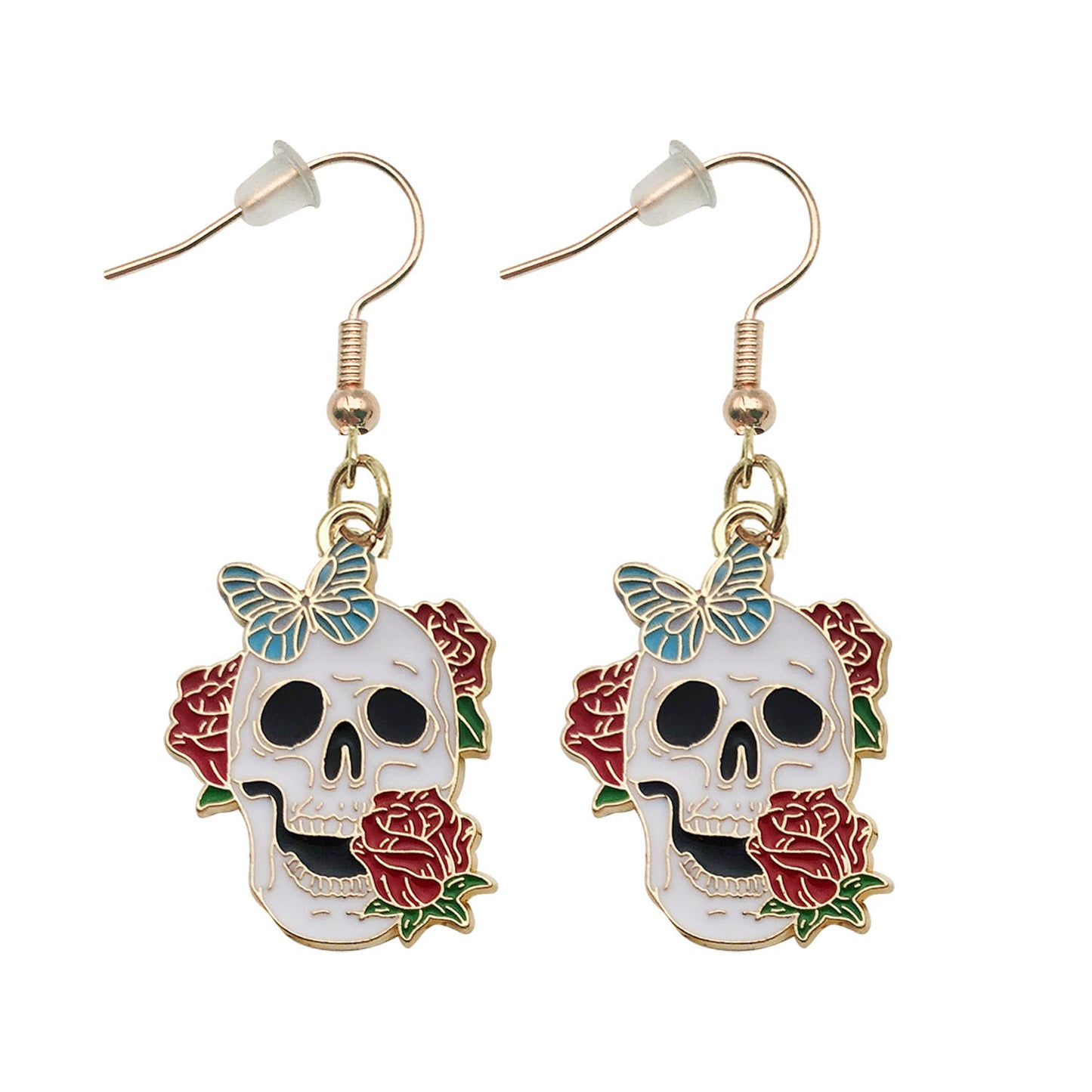 Alloy Halloween Skull Rose Earrings (Minimo de compra 5) MIC-OuL006