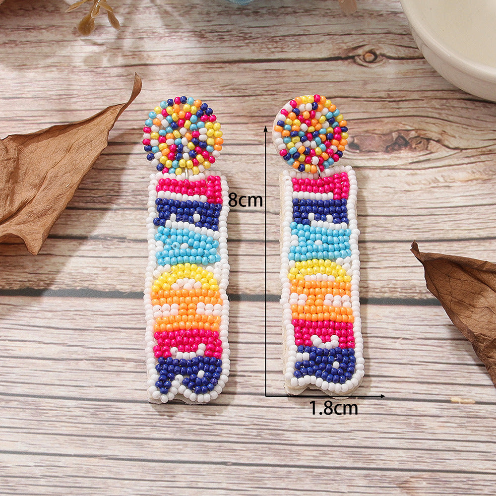 Alloy Beaded Colorful Teacher Earrings (Minimo de compra 6) MIC-ManT005