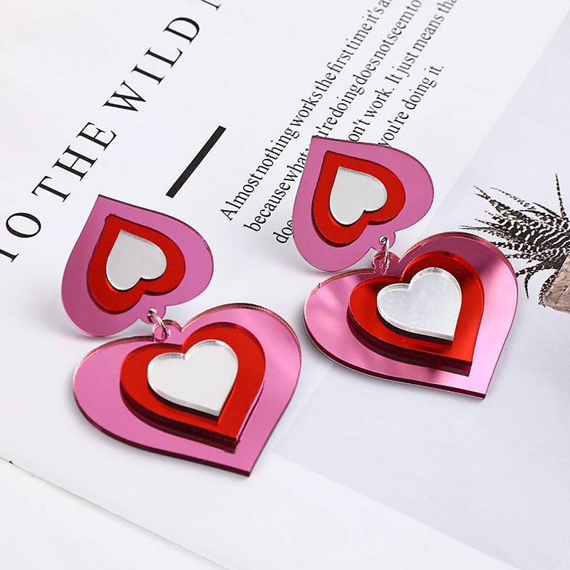 Gradient 3D Heart Acrylic Earrings