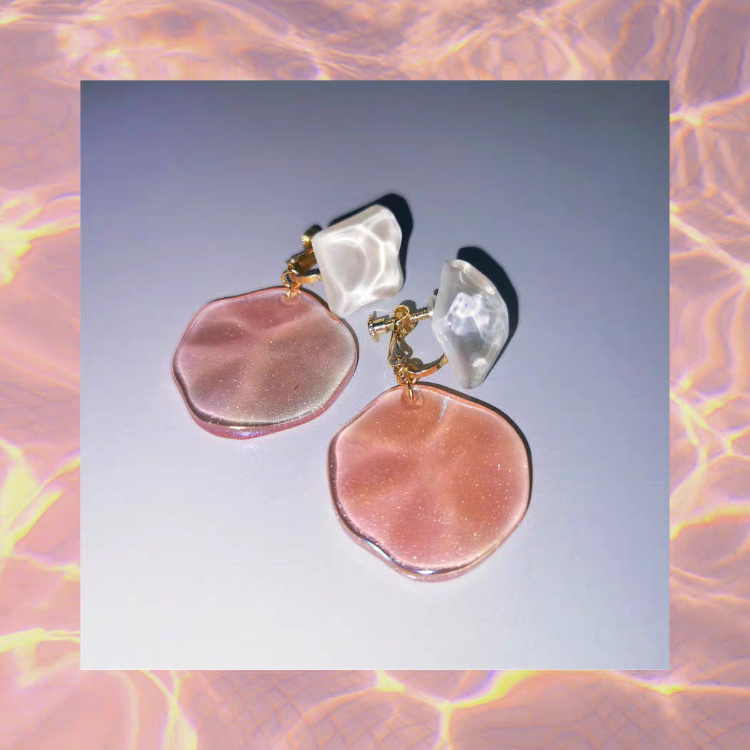 Acrylic water ripple light pink earrings MIC-MMZ007