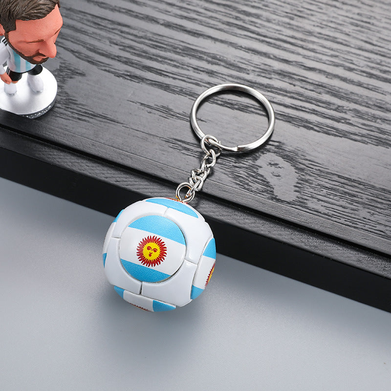 Keychain PVC World Cup Printed Flag Soccer Small Gift Pendant RuiQi002