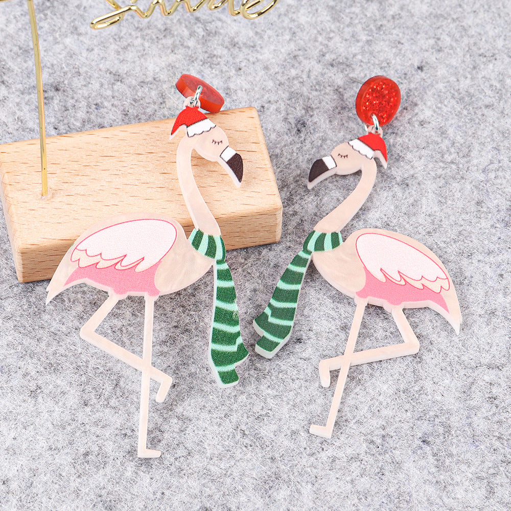 Acrylic Flamingo Colorful Earrings MIC-ChouD009