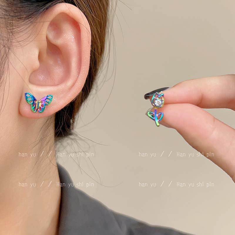 Alloy Colorful Tulip Butterfly Earrings (Minimo de Compra 2) MIC-HanY025