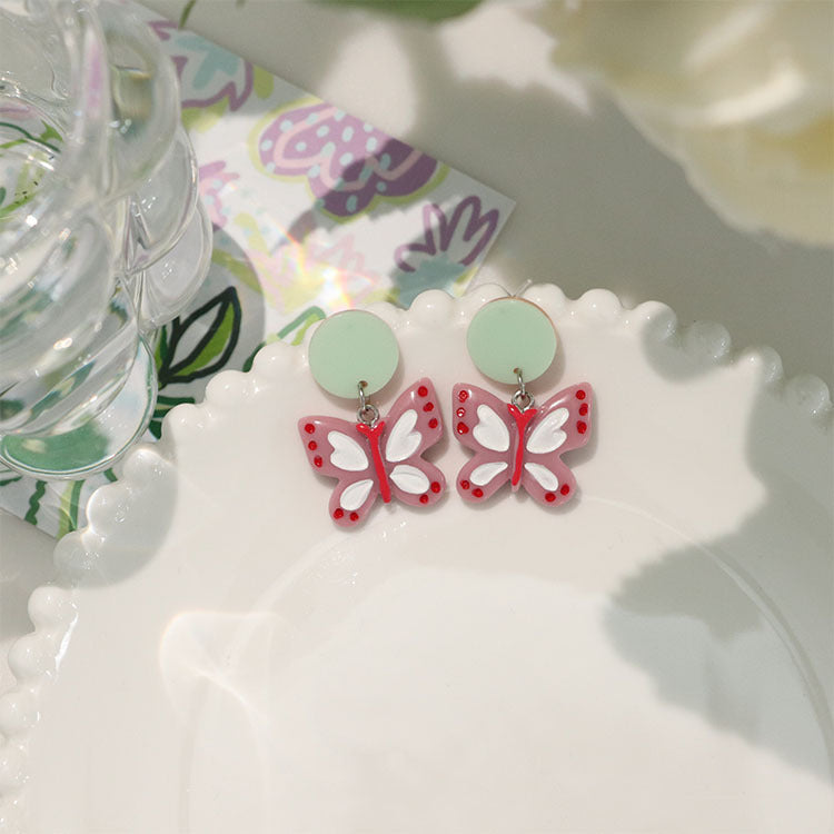 Alloy New Colored Butterfly Earrings MIC-QingJ049