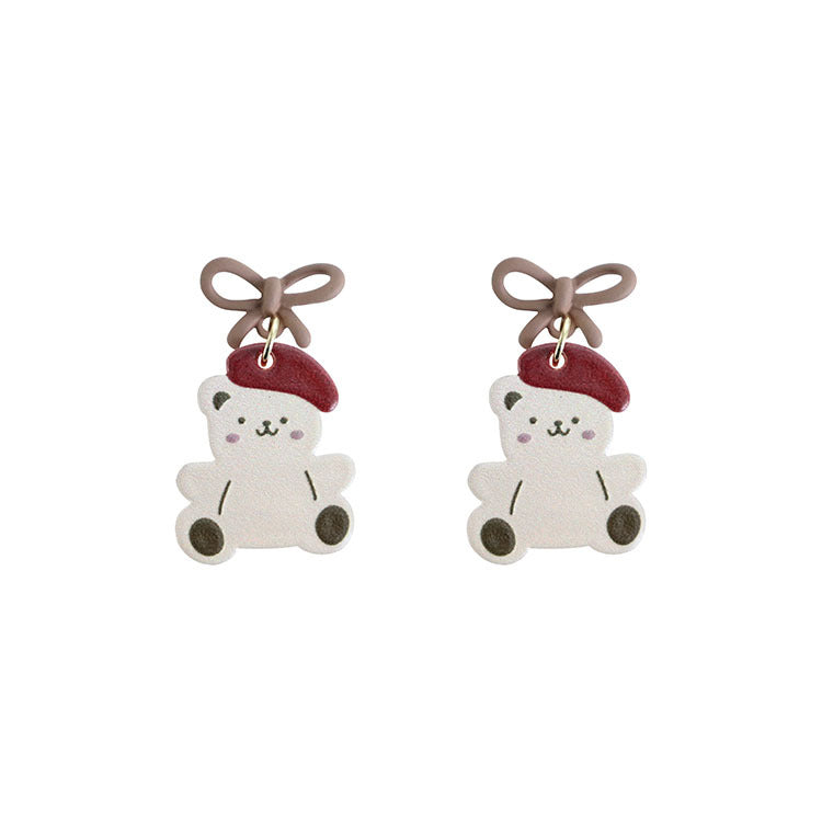 Acrylic Bear Contrast Earrings MIC-QingJ019