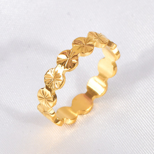 Stainless steel gold-plated luxury flower ring MYA-YHZX022