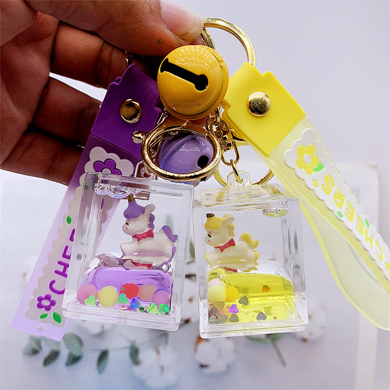 Keychain Acrylic Unicorn Quicksand MOQ≥2 DMF024