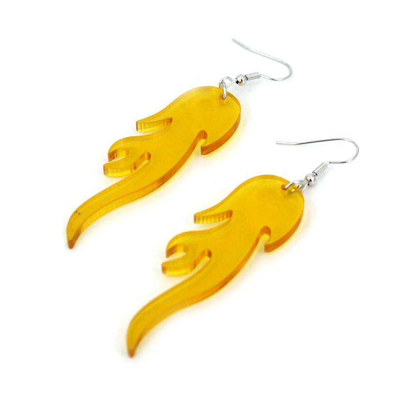 Acrylic Mirror Gold Flame Earrings MIC-QiuG010