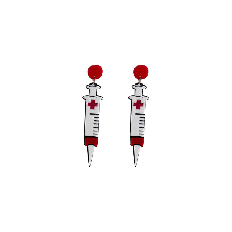 Alloy acrylic syringe earrings MIC-OuG102