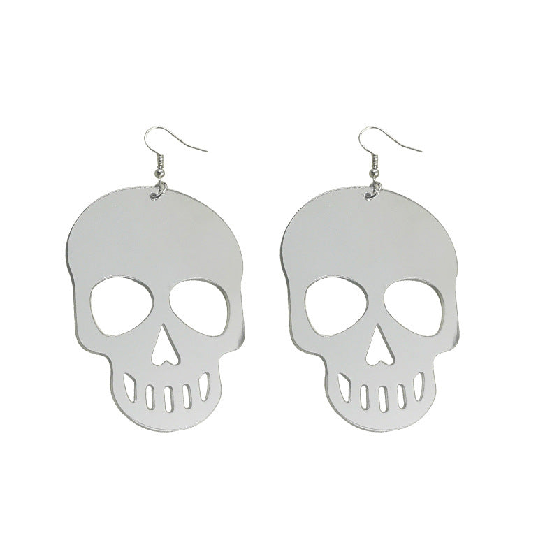 Acrylic Mirror Skull Head Earrings (Minimo de Compra 2) MYA-QingM035