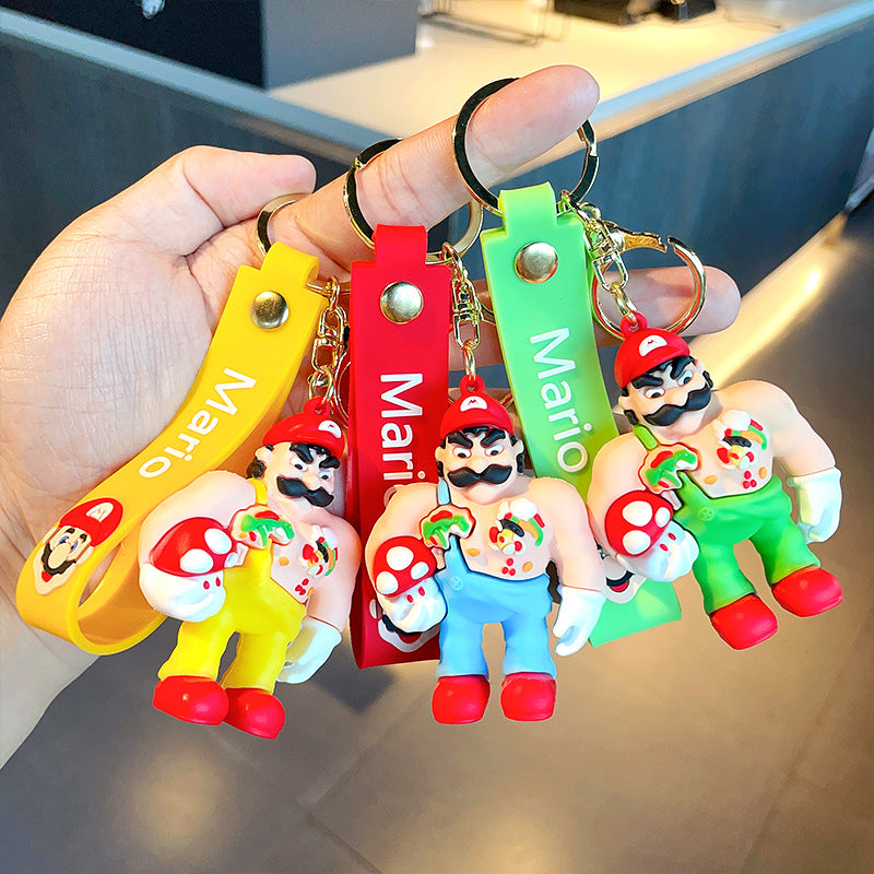 PVC Muscle Mario Anime Doll Keychain MIC-MLZ003