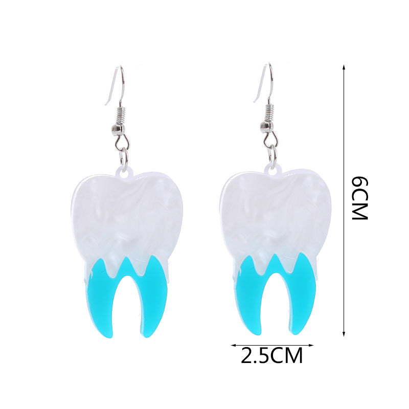 Acrylic New Skull Teeth Earrings (Minimo de Compra 2) MIC-ChouT036