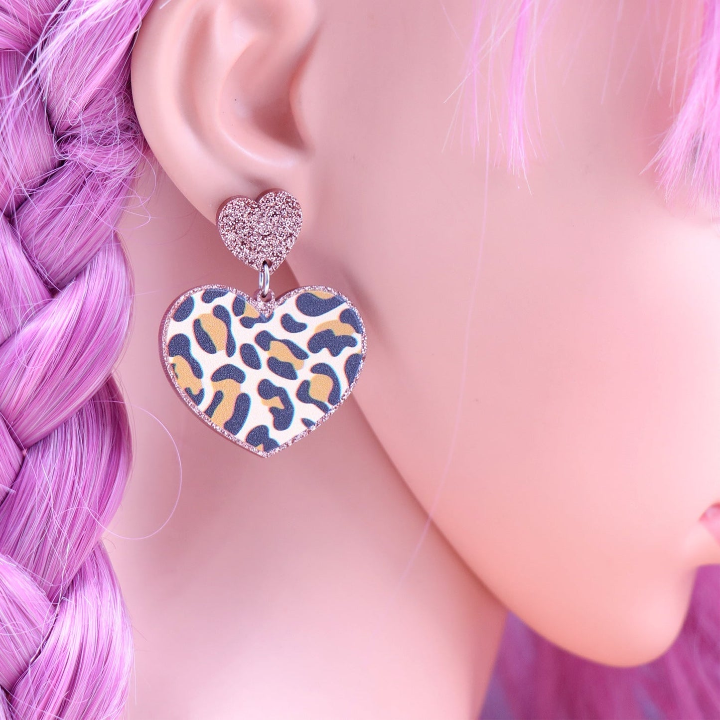 Acrylic love leopard earrings Minimo de compra 5 MIC-XiaoY011