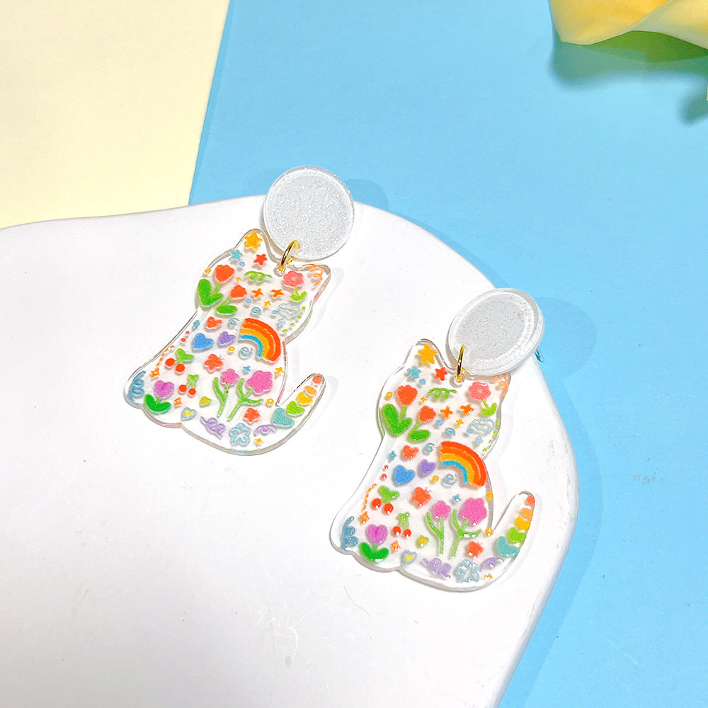 Acrylic New Cartoon Animal Earrings  (Minimo de Compra 2) MYA-PingH025