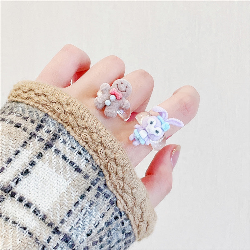 Resin Lovely Gingerbread Man Ring MIC-WWHM027