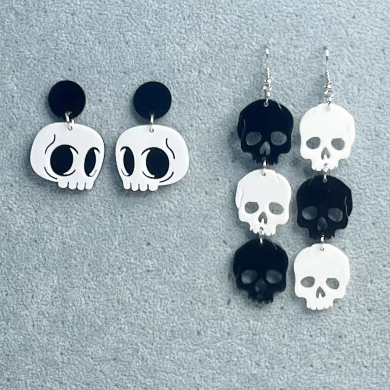 Acrylic Halloween Skull Earrings (Minimo de Compra 2) MYA-JiuT014