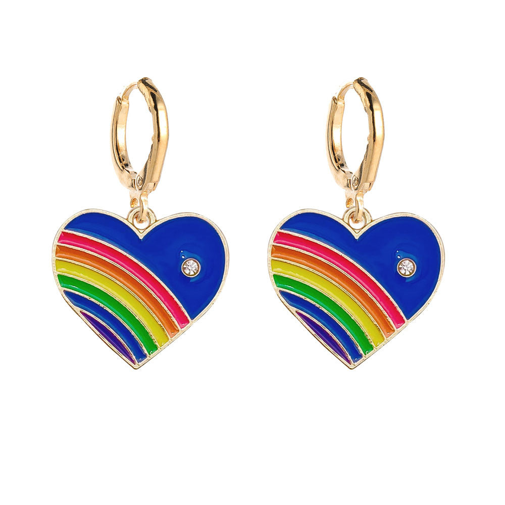 Alloy Rainbow Love Oil Dropping Earrings MIC-ChenY003