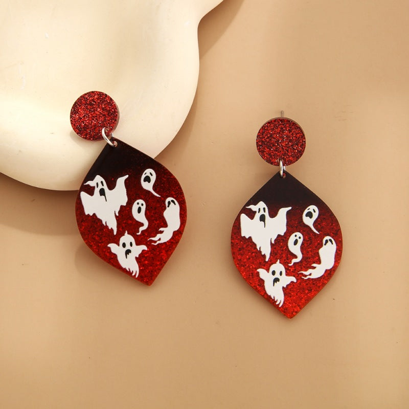 Acrylic Ghost Cat Witch Earrings (Minimo de Compra 3) MYA-YuanQ001