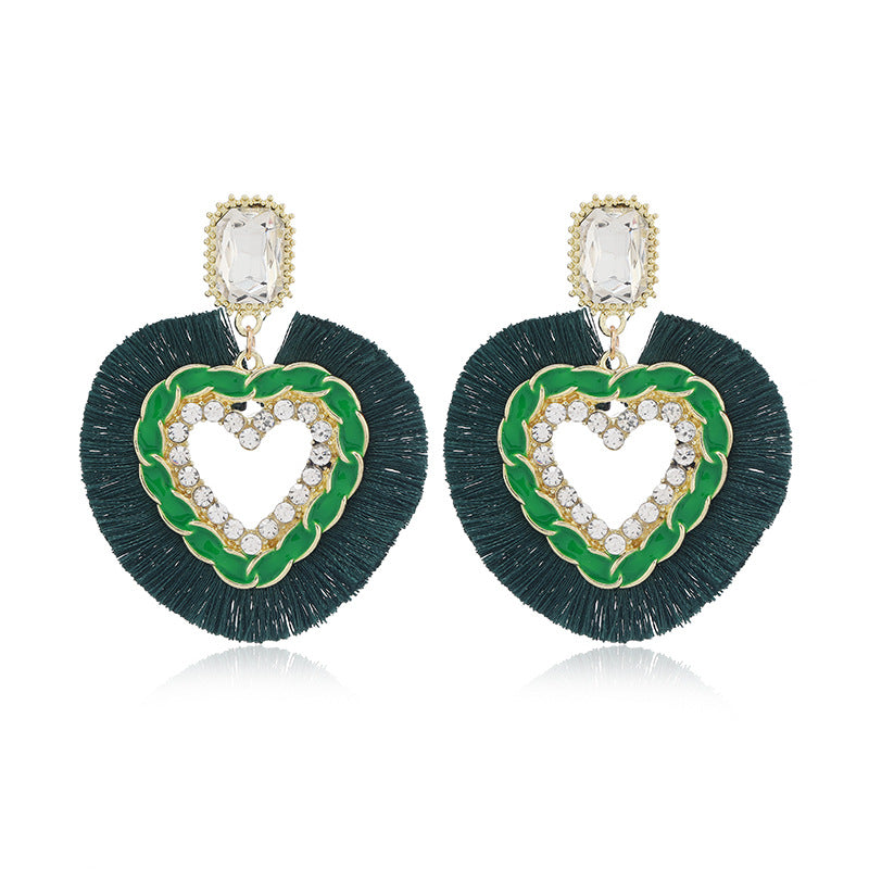 Acrylic Round Peach Heart Hollow Earrings MIC-KaiQ015