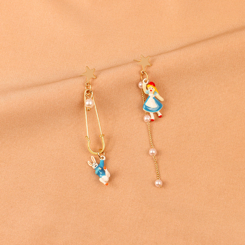 Alloy animal bow earrings Alice rabbit （Minimo de compra 2） MYA-FuZ009