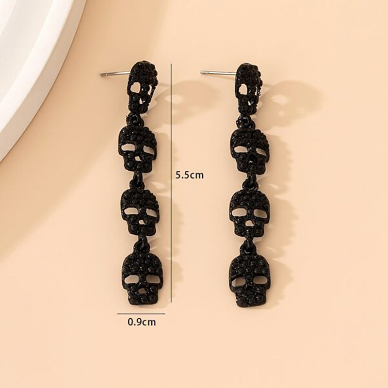 Alloy Skull Head Dark Earrings (Minimo de Compra 2) MIC-FuSu004