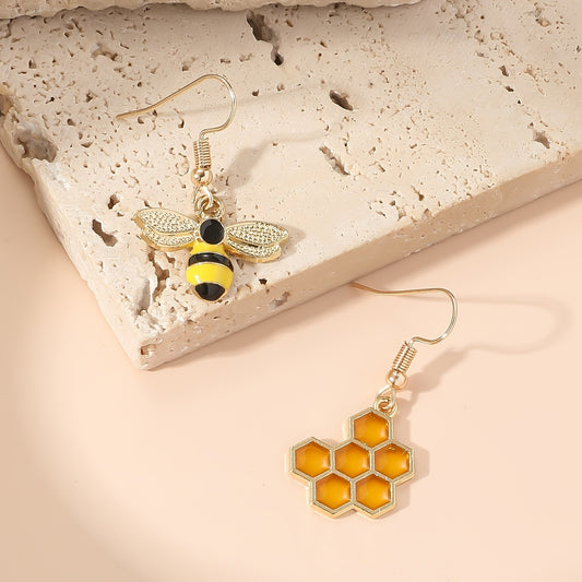 Alloy bee honeycomb earrings MIC-ZhiShang003