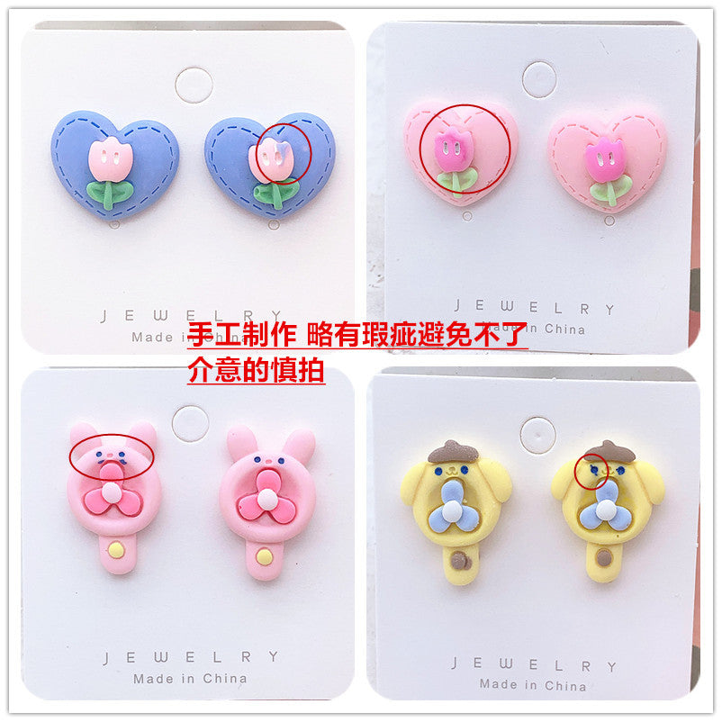 Resin Colored Peach Heart Earrings  (Minimo de Compra 2) MIC-ShiJ003