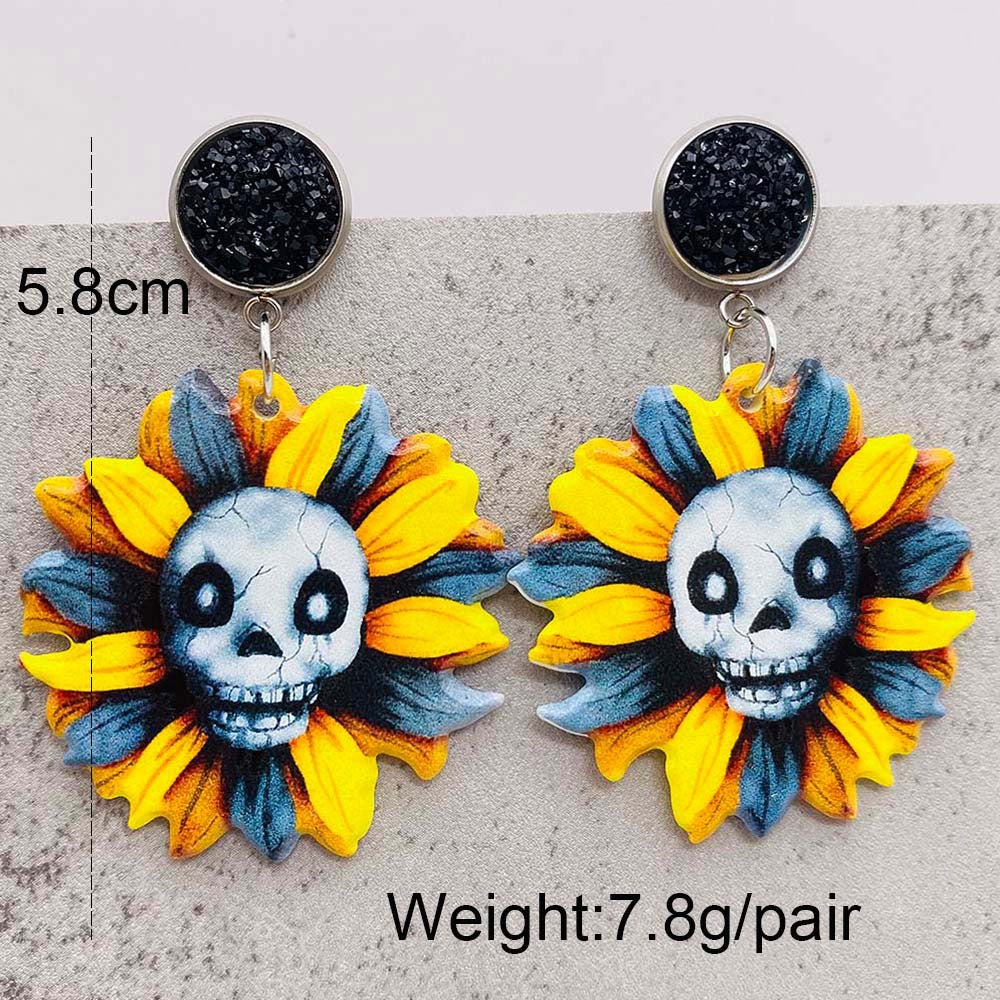 Acrylic Halloween Ghost Skull Earrings (Minimo de Compra 2) MIC-ChenY015