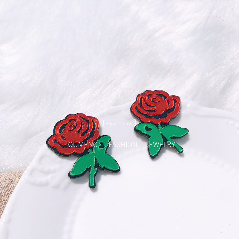 Alloy acrylic Gothic rose earrings MYA-OuG111