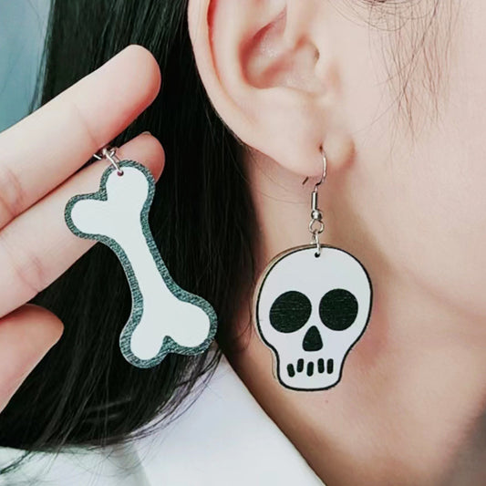 Acrylic Halloween Skull Head Earrings (Minimo de Compra 2) MYA-DuA029