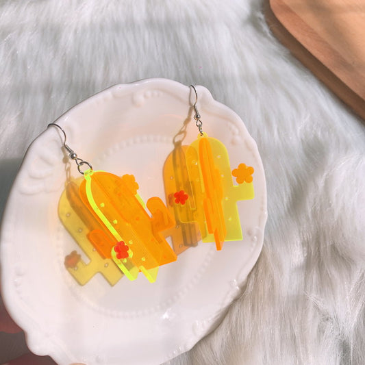 Alloy acrylic cactus flower earrings MIC-OuG114