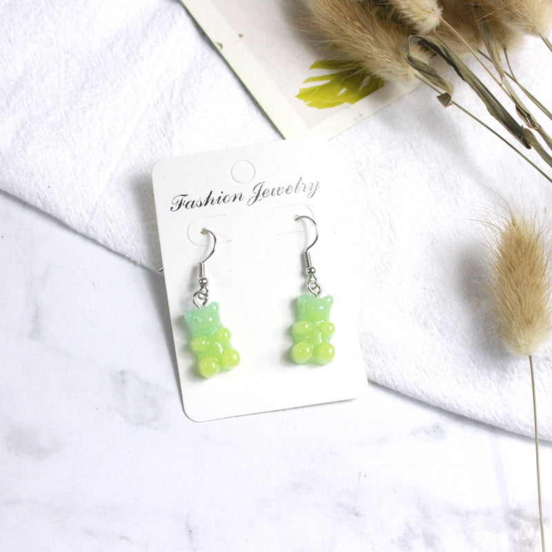 Acrylic Gradient Candy Little Bear Earrings  (Minimo de Compra 2) MYA-PingH015