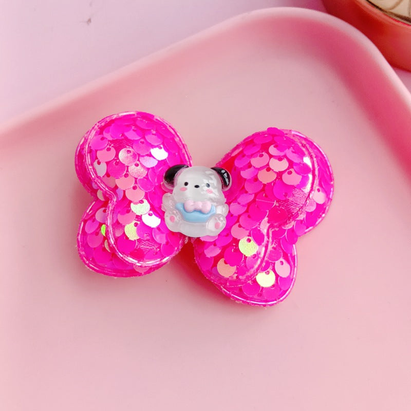 Resin cartoon sequin bow hair clip (Minimo de compra 12) MYA-ZiZ014