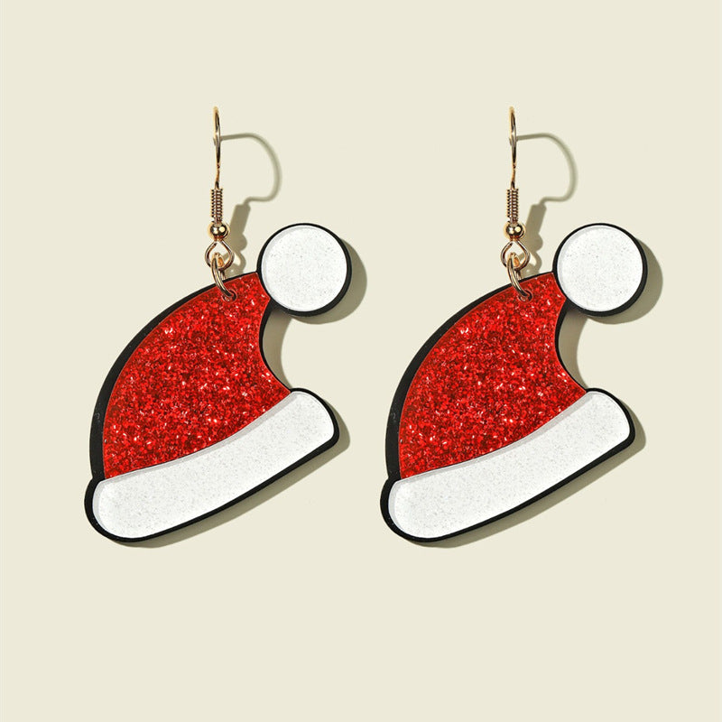 Acrylic Christmas Tree Snowman Earrings MIC-JunJ022