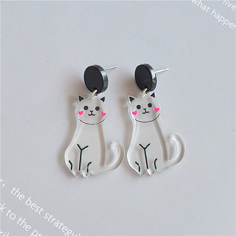 Alloy pretty girl black and white cat earrings MIC-XieN047