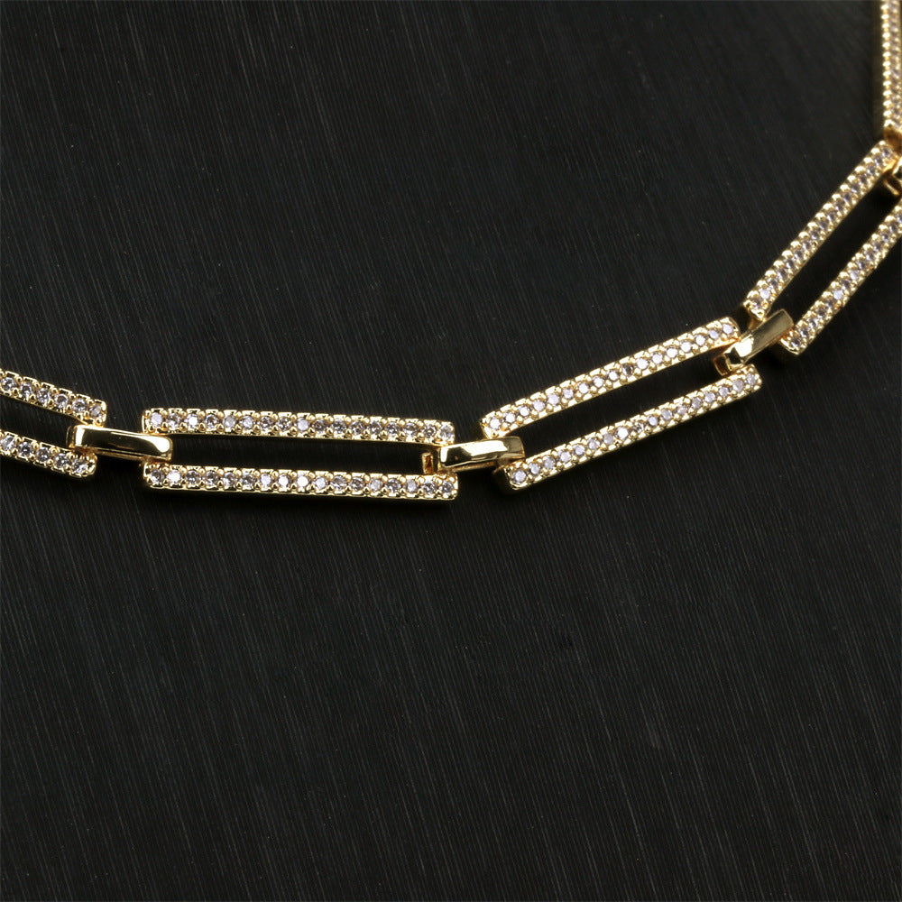 Copper inlaid zirconium thick chain necklace MIC-TianY001