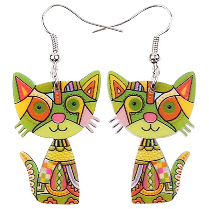 Acrylic New Colored Cat Earrings (Minimo de Compra 10)  MIC-YuQ008