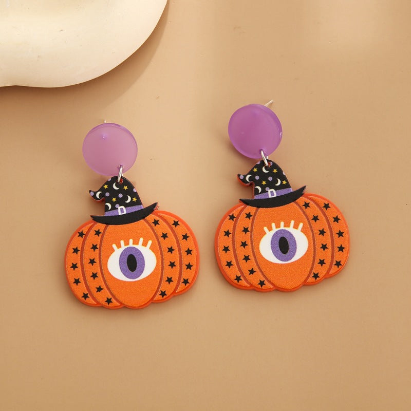 Acrylic cartoon pumpkin printed earrings (Minimo de Compra 3) MIC-YuanQ003