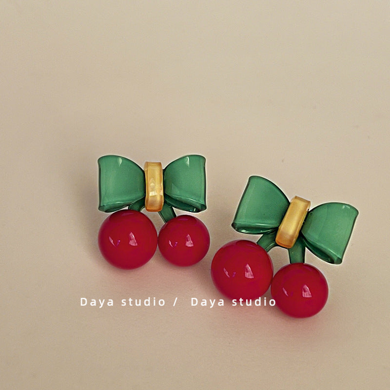 Alloy Acrylic Cherry Fruit Earrings MIC-GuangM006