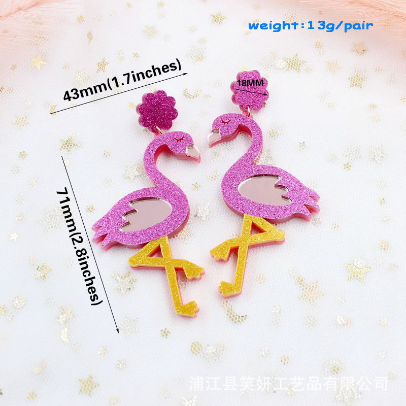 Acrylic Flamingo Earrings (Minimo de compra 5) MYA-XiaoY080